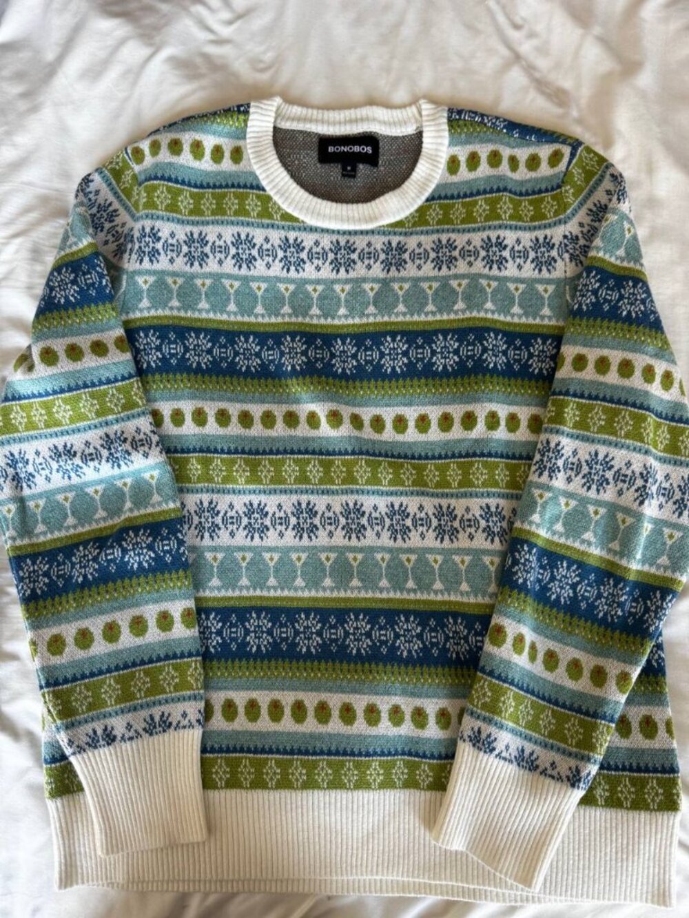 Bonobos Crewneck Sweater - Size M - Winter Cocktail Themed